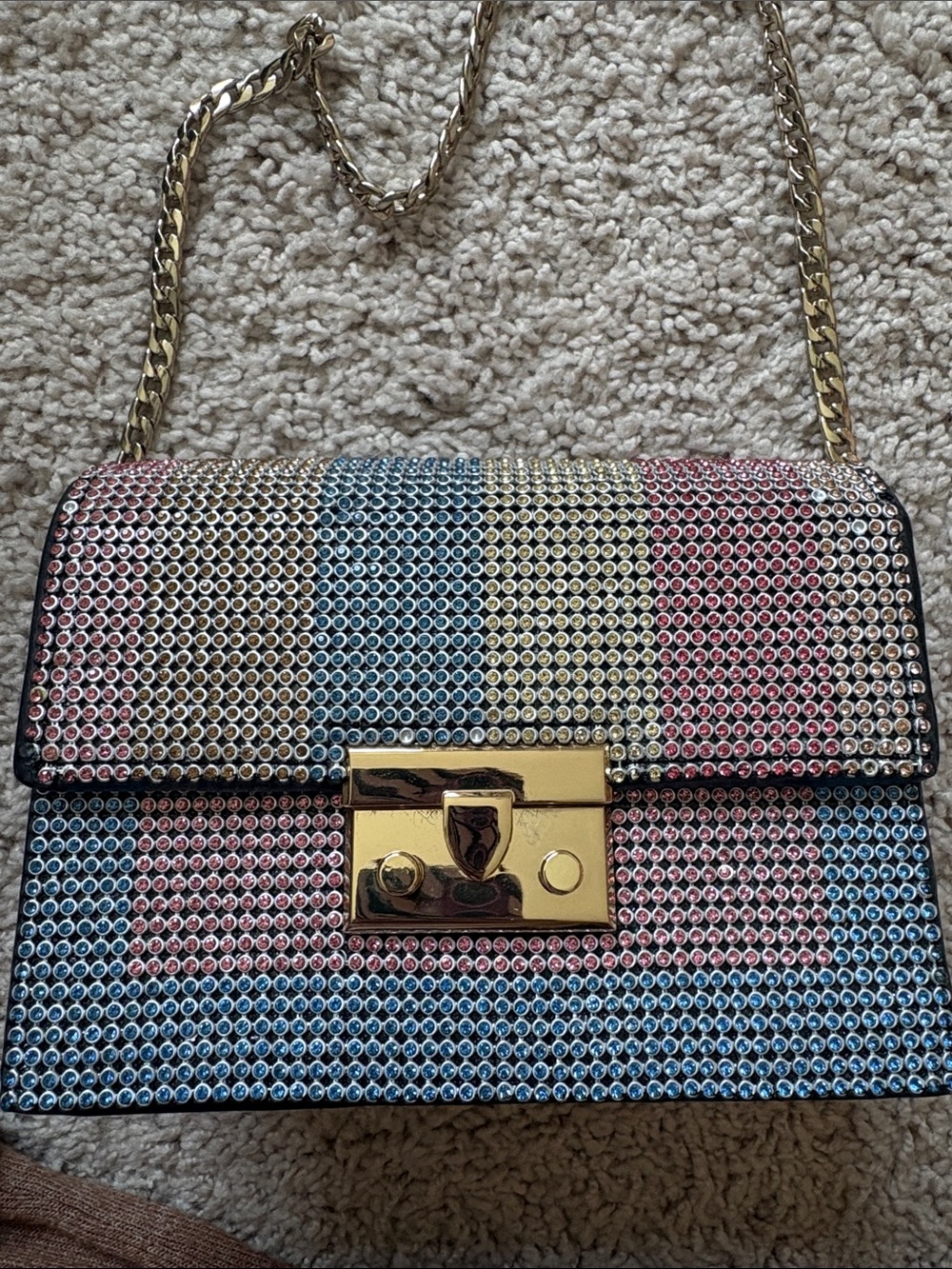 Top shop Multicolor Rhinestone Chain Shoulder Bag - Picture 2 of 4